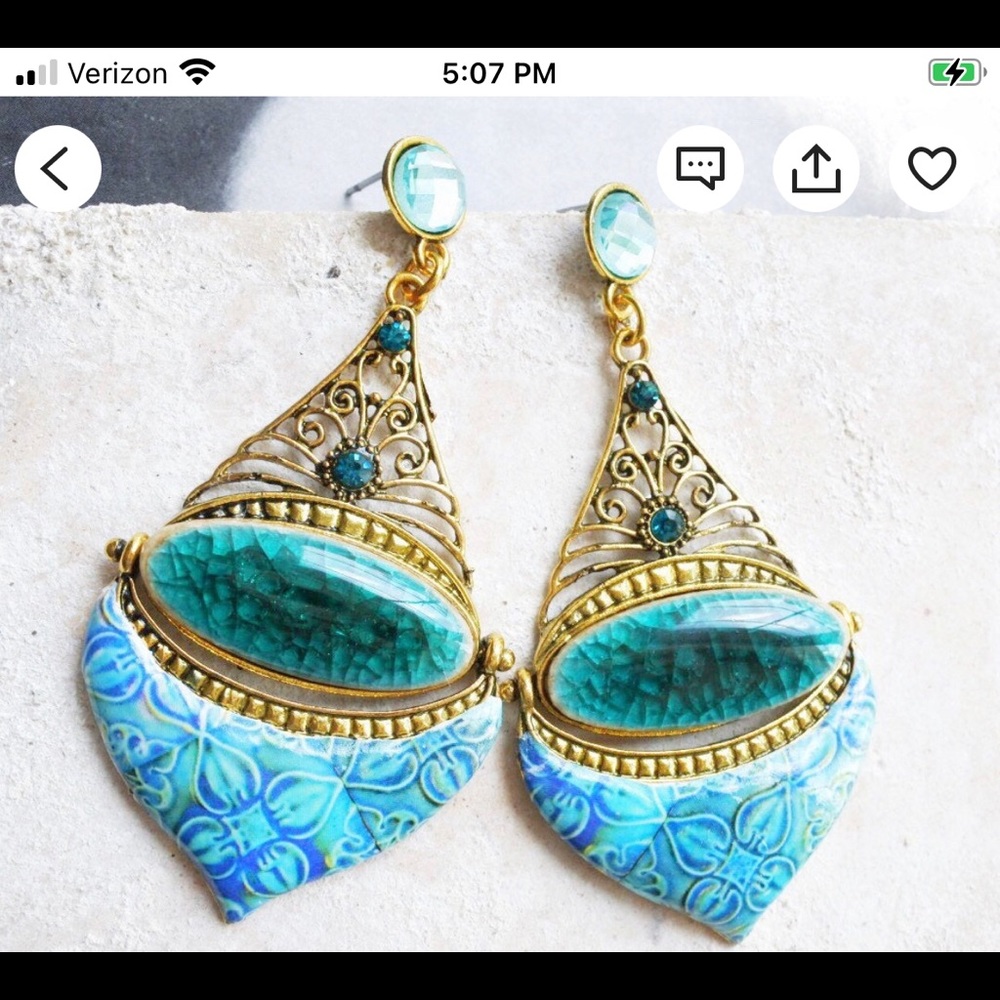 Handmade/painted Portuguese tile style earrings